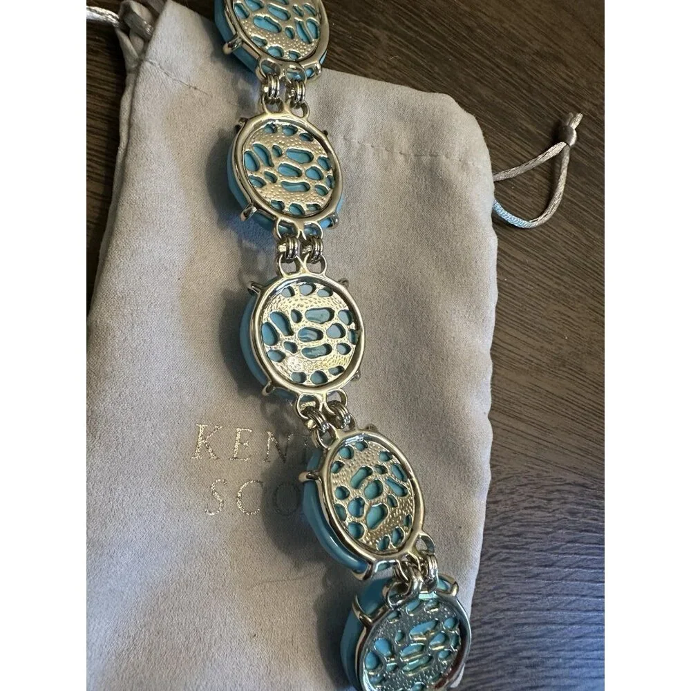 Kendra Scott Cassie Bracelet Faceted Round Statement Turquoise‎ Gold NEW $130